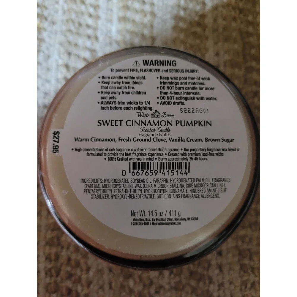 Sweet Cinnamon Pumpkin - Bath and Body Works 3-wick Candle - Picture 3 of 3